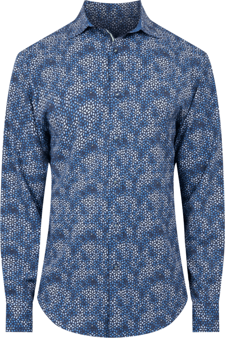 Men's Regular-Fit Non-Iron Performance Stretch Geo-Print Button-Down Shirt