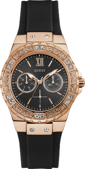 Women's Multi-Function Black Silicone Watch 39mm