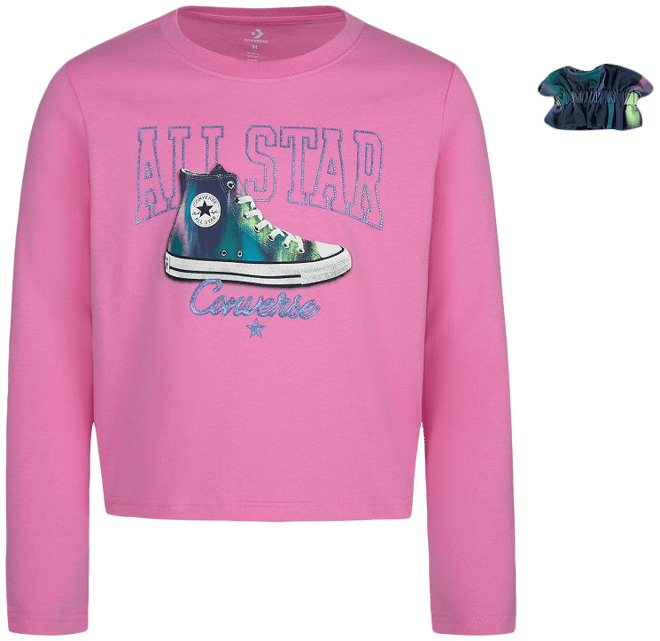 Girls 7-16 Converse Long Sleeve Logo Graphic Tee & Scrunchie Set