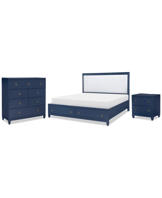 Summerland 3pc Bedroom Set (California King Upholstered Storage Bed, Chest, Nightstand)