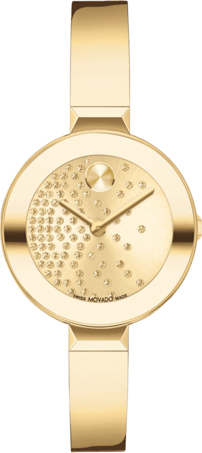 Women's Bold Bangles Swiss Quartz Ionic Plated Light Gold-Tone 2 Steel Watch 28mm