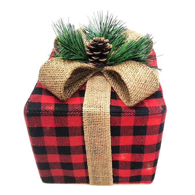 Buffalo Plaid Holiday LED Lighted Candle Lantern Set by Everlasting Glow