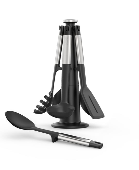 Elevate Silicone Carousel 5-Piece Utensil Set with Rotating Storage Stand
