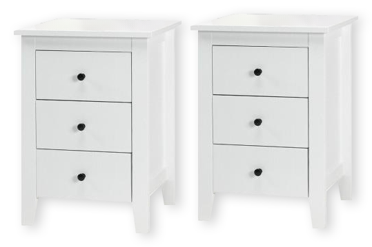 2 Pieces Nightstand End Beside Table with 3 Drawers