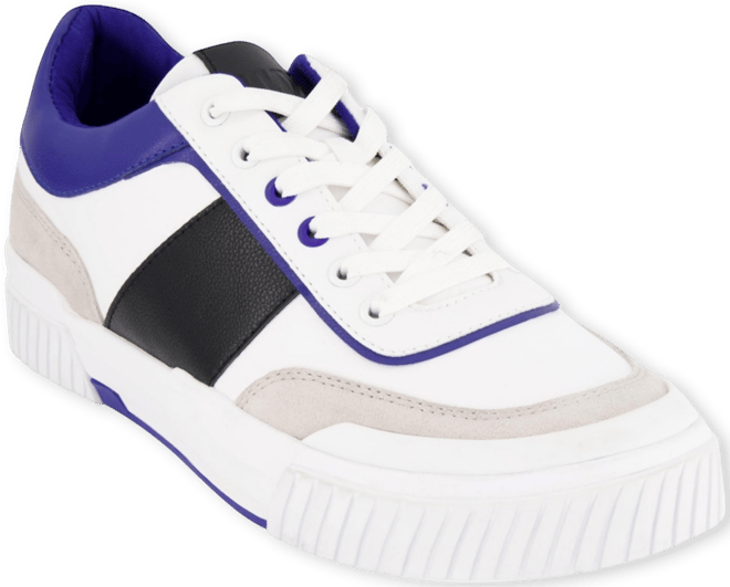 Men's Low Top Two Tone Branded Sole Lace Up Sneakers