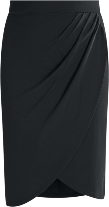 Plus Size Elastic Waist Knee Length Skirt