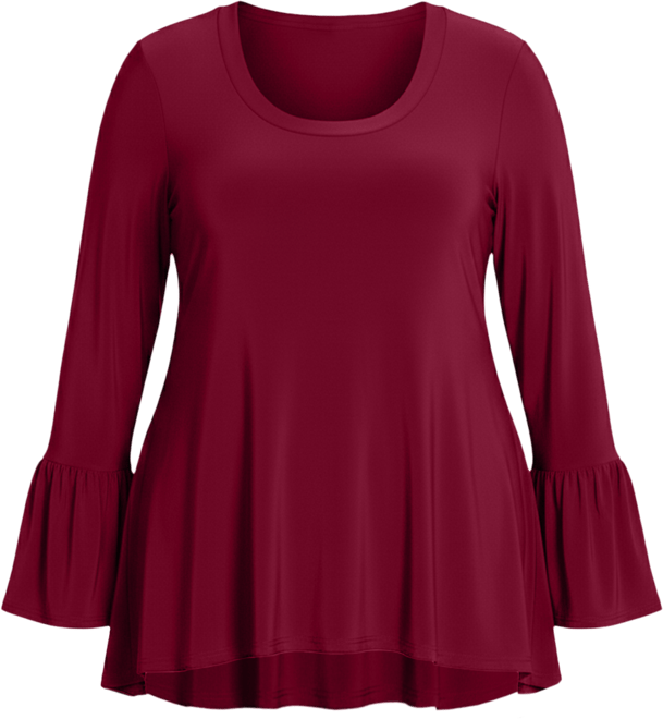 Plus Size Long Bell Sleeve High Low Tunic Top