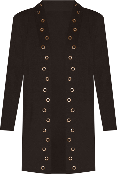 Women's Long Sleeve Grommet-Trim Cardigan Top