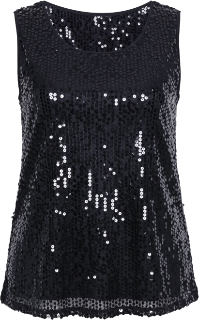 Petite Sleeveless Sequined Tank with Combo Banding Top