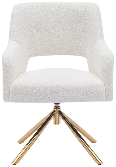 Mid-Century Modern Large Boucle Swivel Accent Arm Chair