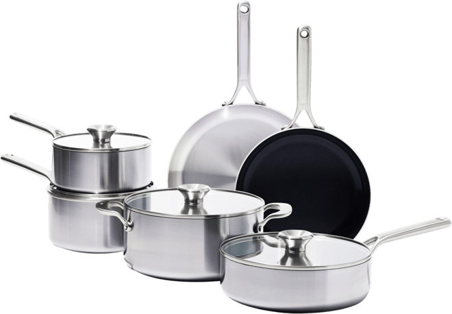 Mira Tri-Ply Stainless Steel 10 Piece Cookware Set