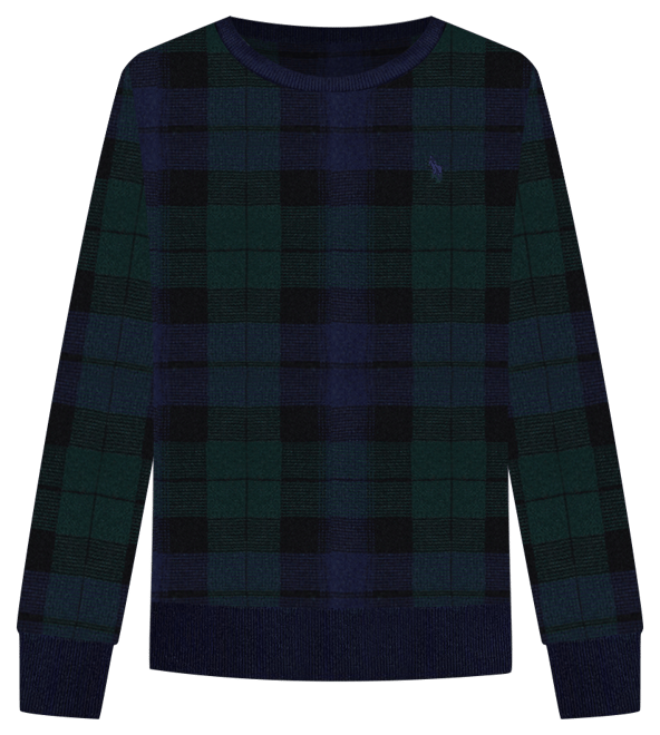 Men's Plaid Washable Wool Sweater