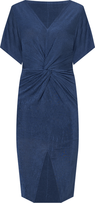 Women's Short Sleeve V-neck Twist Front Dress