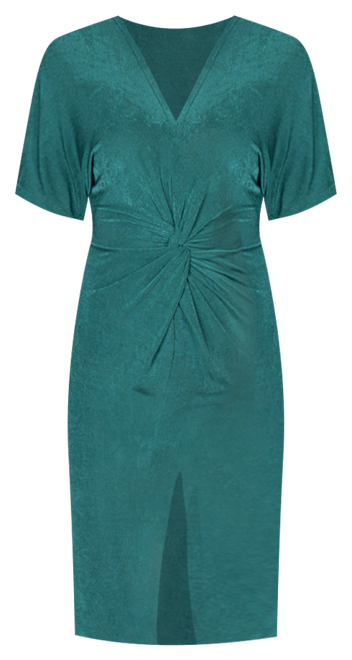 Women's Short Sleeve V-neck Twist Front Dress