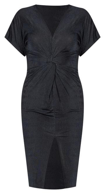 Women's Short Sleeve V-neck Twist Front Dress