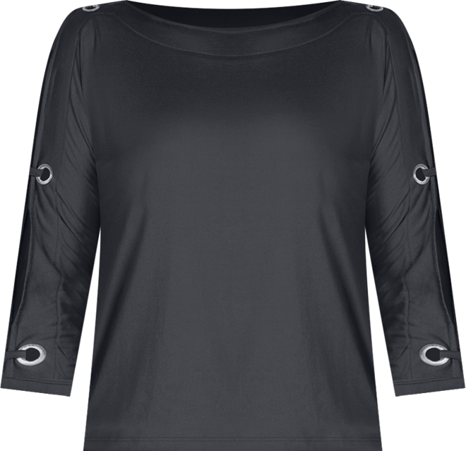 Women's Three Quarter Cold Shoulder Grommet Top