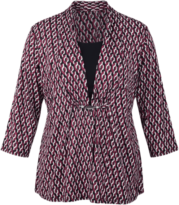 Petite Puff Print 3/4 Sleeve Two-Fer Top