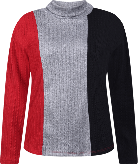 Petite Long Sleeve Colorblocked Top