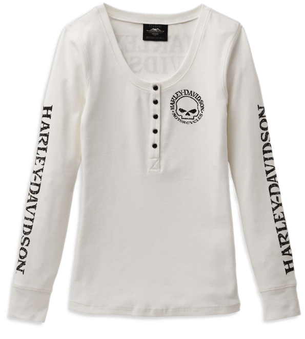 Women's Willie G Skull Snap Front Long Sleeve Henley