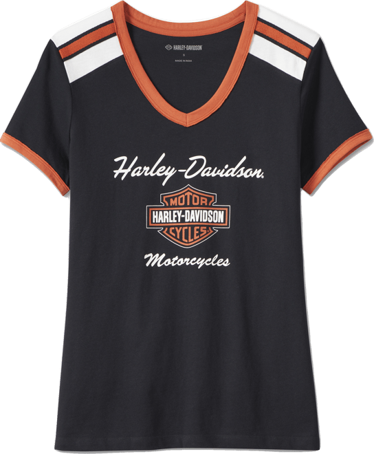 Women's Iconic V-Neck Shoulder Stripe Tee