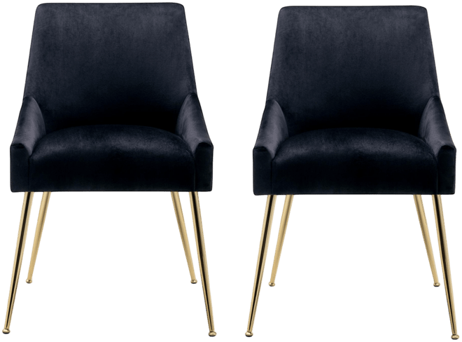 Upholstered Performance Velvet Accent Chair With Metal Leg (Set of 2)