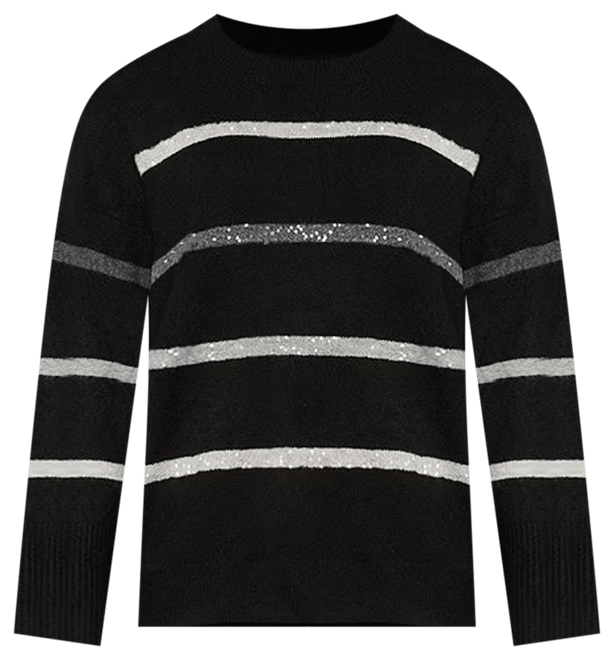 Women's Cozy Crewneck Sequin-Stripe Long-Sleeve Sweater