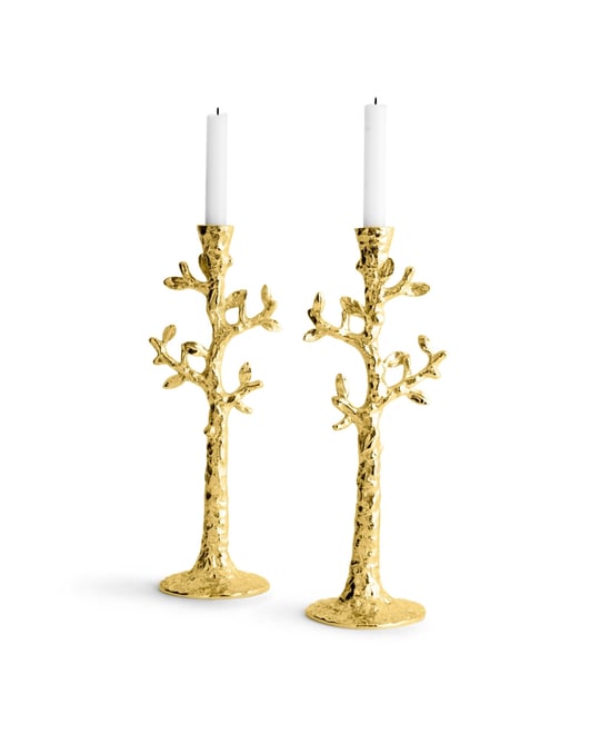 Tree of Life Candle Holder Set of 2 Gold
