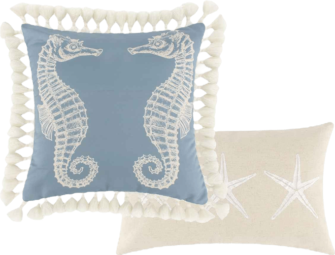 Atlantis Embellished Decorative Pillow Set, 12" x 20" & 18" x 18"