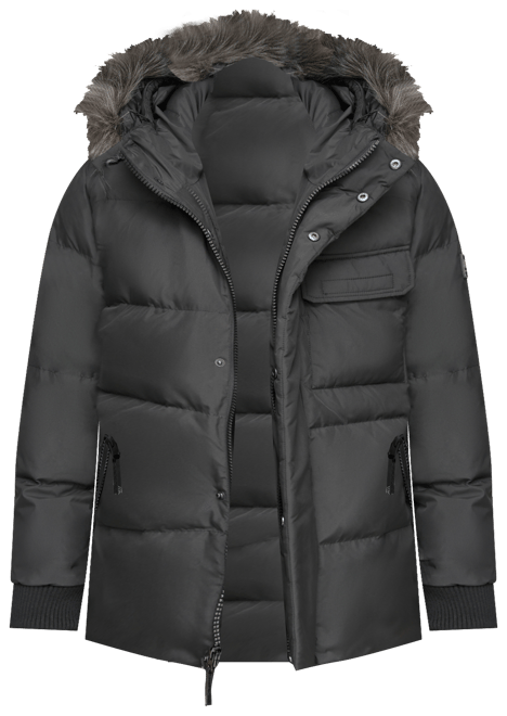 Men's Nisko Short Channel Quilted Puffer Jacket with Faux Fur Hood