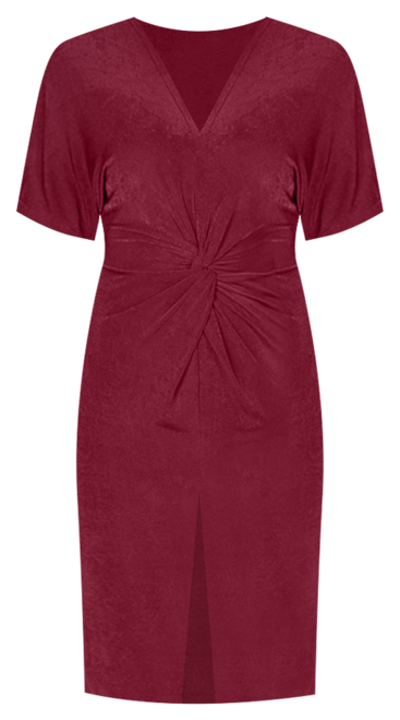 Women's Short Sleeve V-neck Twist Front Dress