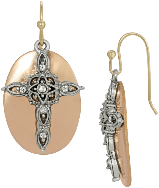 Crystal Cross Oval Drop Earrings