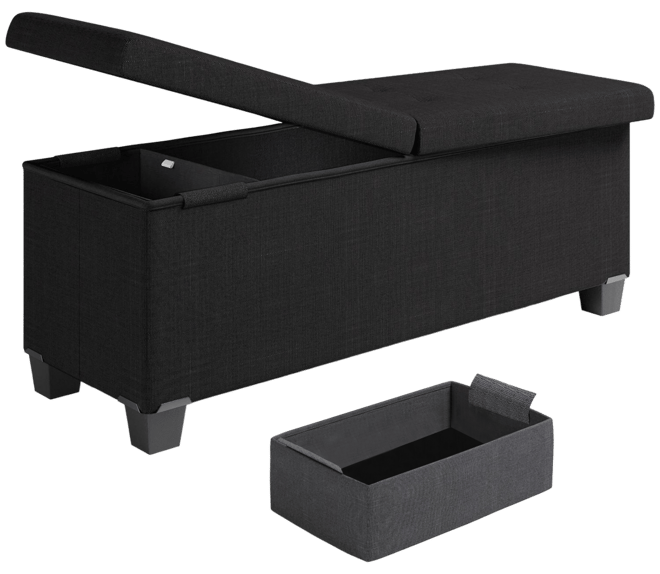 43 Inch Ottoman Storage Bench with Storage Bins