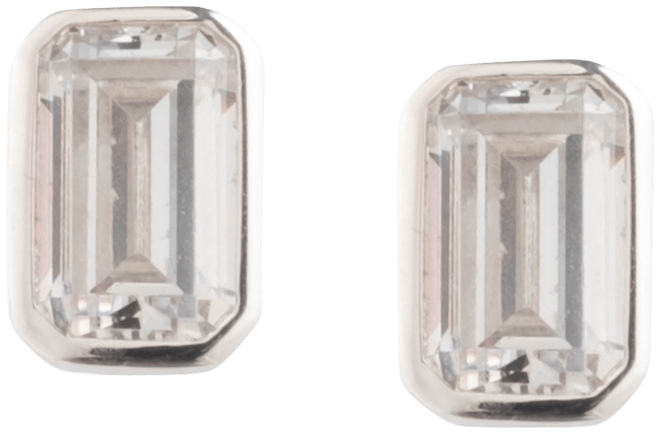 Cubic Zirconia Baguette Stud Earrings in Sterling Silver