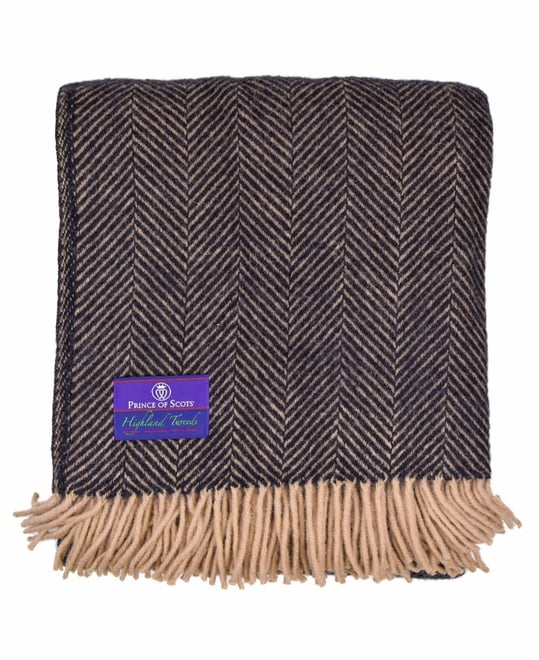 Highland Tweed Herringbone Pure Wool Oversized Throw, 59" x 72"