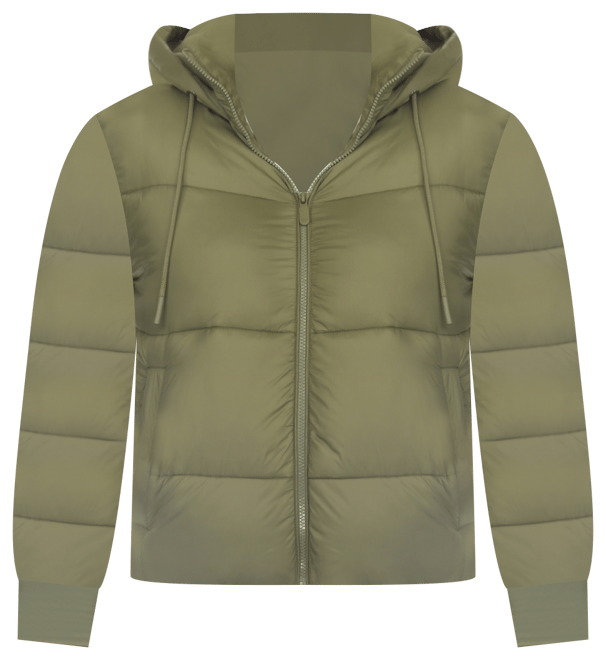 Women's Full Front Zip Hooded Bomber Puffer Jacket