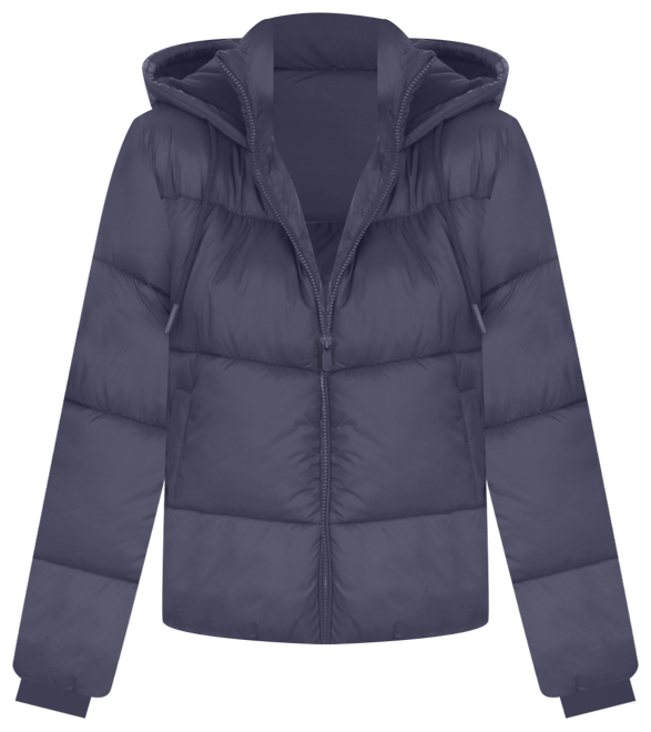 Women's Full Front Zip Hooded Bomber Puffer Jacket