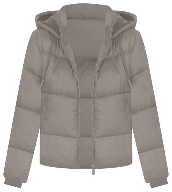 Women's Full Front Zip Hooded Bomber Puffer Jacket