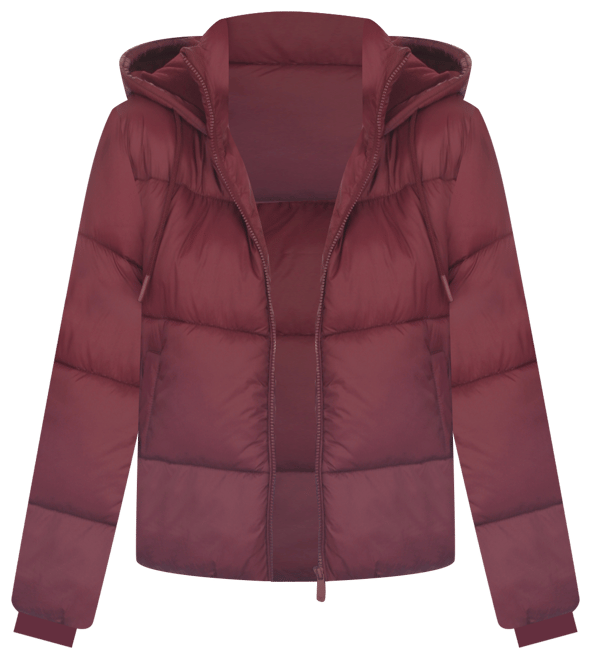 Women's Full Front Zip Hooded Bomber Puffer Jacket