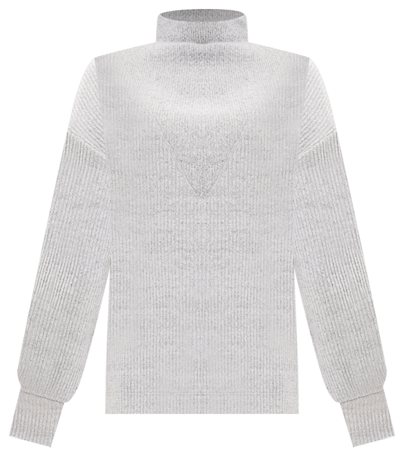 Heathered Ribbed Yoke Cozy Mock Neck Top