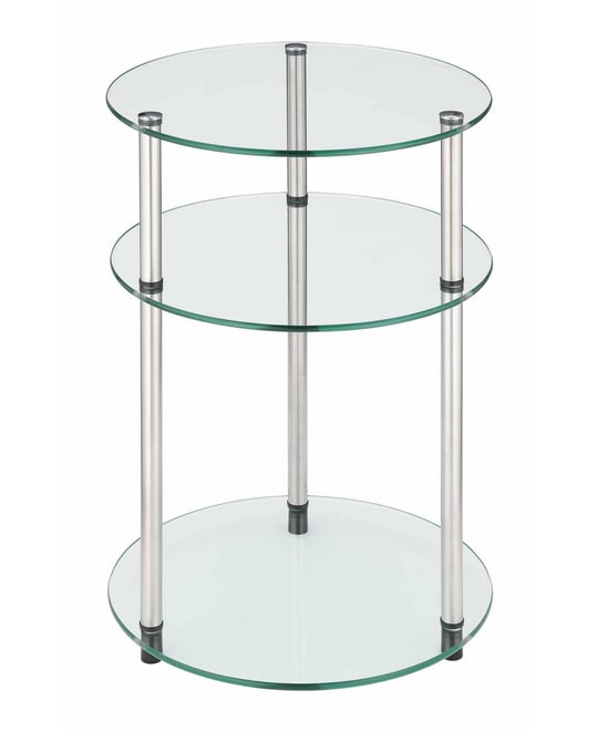 15.75" Glass Designs2Go 3 Tier Round Table