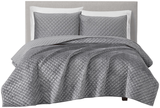 Diamond Velvet 3 Piece Quilt Set, Full/Queen
