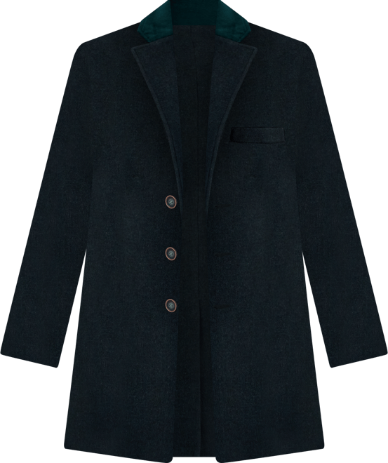 Men's Three-Button Wool Blend Overcoat