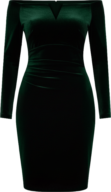 Velvet Off-The-Shoulder Sheath Dress
