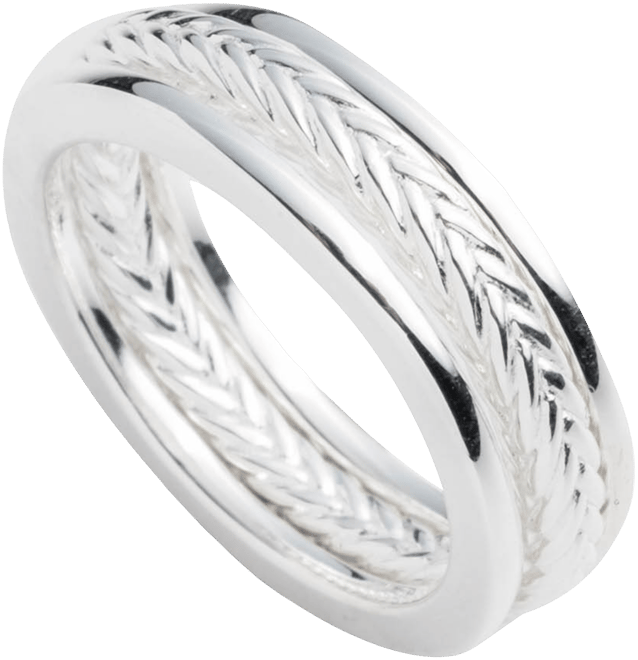 3-Pc. Set Polished & Herringbone Design Stack Rings in Sterling Silver