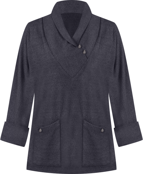 Women's Long Sleeve Shawl Collar Top with Pockets