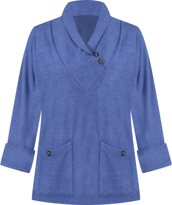 Women's Long Sleeve Shawl Collar Top with Pockets