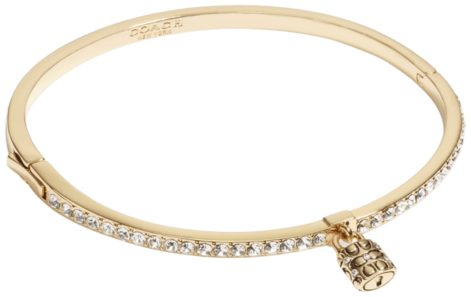 Faux Stone Iconic Padlock Tennis Sculpted C Motif Bangle Bracelet