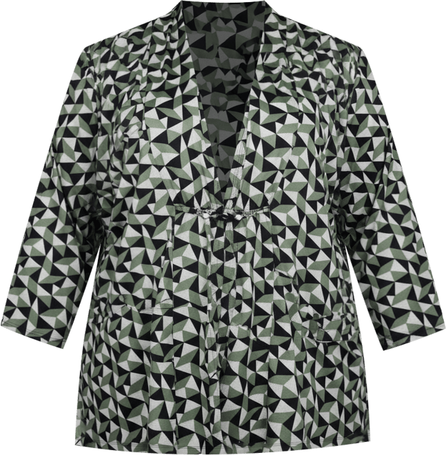 Plus Size Puff Print 3/4 Sleeve 2-Fer Top