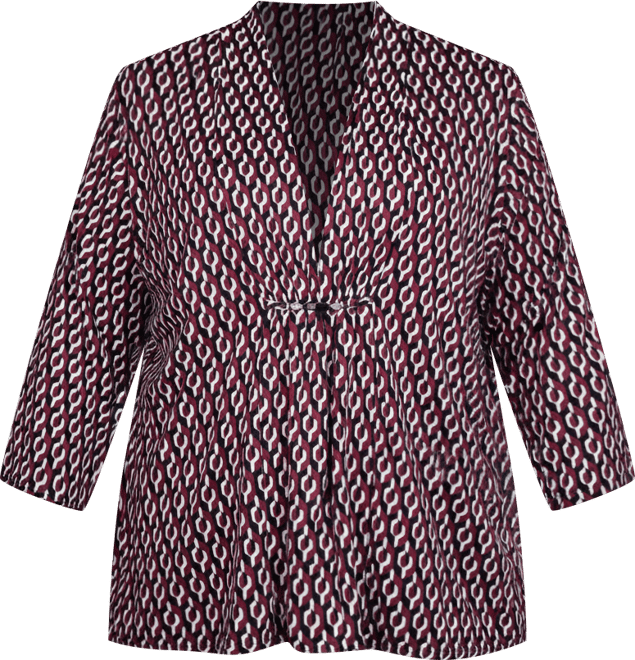 Plus Size Puff Print 3/4 Sleeve 2-Fer Top