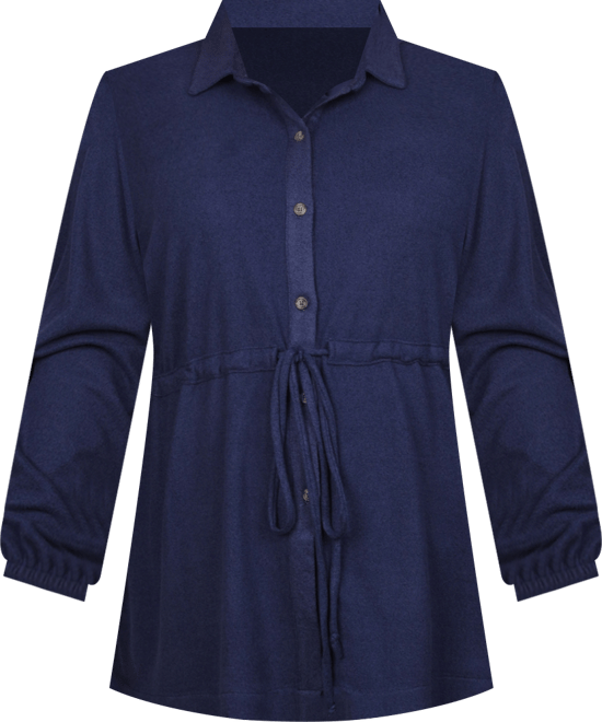 Plus Size Long Dolman Sleeve Drawstring-Waist Tunic Top